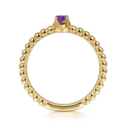 Clearance Gabriel & Co. Promise Ring - 14K Yellow Gold Amethyst Stackable Promise Ring