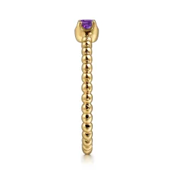 Clearance Gabriel & Co. Promise Ring - 14K Yellow Gold Amethyst Stackable Promise Ring