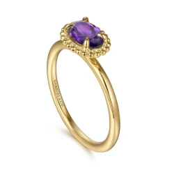 New Gabriel & Co. Promise Ring - 14K Yellow Gold Amethyst Promise Ring