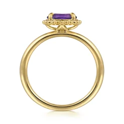 New Gabriel & Co. Promise Ring - 14K Yellow Gold Amethyst Promise Ring