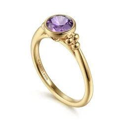 Discount Gabriel & Co. Promise Ring - 14K Yellow Gold Amethyst Bujukan Promise Ring