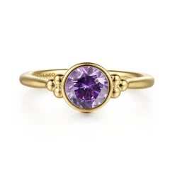 Discount Gabriel & Co. Promise Ring - 14K Yellow Gold Amethyst Bujukan Promise Ring