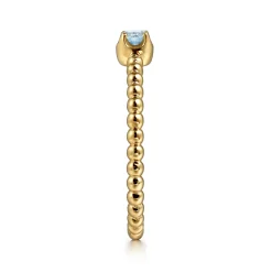 New Gabriel & Co. Promise Ring - 14K Yellow Gold Aquamarine Stackable Promise Ring
