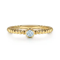 New Gabriel & Co. Promise Ring - 14K Yellow Gold Aquamarine Stackable Promise Ring