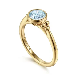 Discount Gabriel & Co. Promise Ring - 14K Yellow Gold Aquamarine Bujukan Promise Ring