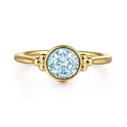 Discount Gabriel & Co. Promise Ring - 14K Yellow Gold Aquamarine Bujukan Promise Ring