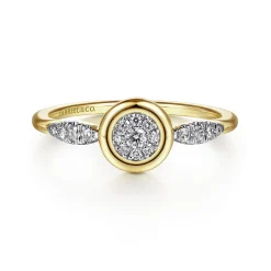 Outlet Gabriel & Co. Promise Ring - 14K Yellow Gold Bezel Set Cluster Diamond Center and Diamond Accent Promise Ring