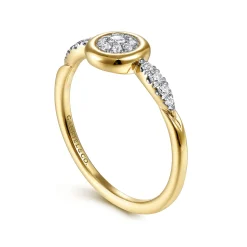Outlet Gabriel & Co. Promise Ring - 14K Yellow Gold Bezel Set Cluster Diamond Center and Diamond Accent Promise Ring