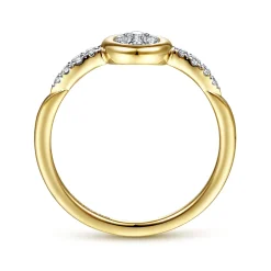 Outlet Gabriel & Co. Promise Ring - 14K Yellow Gold Bezel Set Cluster Diamond Center and Diamond Accent Promise Ring