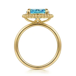 Best Gabriel & Co. Promise Ring - 14K Yellow Gold Blue Topaz Bujukan Promise Ring