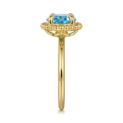 Best Gabriel & Co. Promise Ring - 14K Yellow Gold Blue Topaz Bujukan Promise Ring