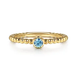 Hot Gabriel & Co. Promise Ring - 14K Yellow Gold Blue Topaz Stackable Promise Ring