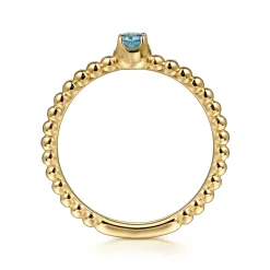 Hot Gabriel & Co. Promise Ring - 14K Yellow Gold Blue Topaz Stackable Promise Ring