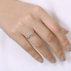 Sale Gabriel & Co. Promise Ring - 14K Yellow Gold Blue Topaz and Diamond Promise Ring