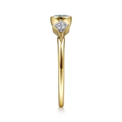 Sale Gabriel & Co. Promise Ring - 14K Yellow Gold Blue Topaz and Diamond Promise Ring