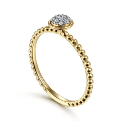 Best Gabriel & Co. Promise Ring - 14K Yellow Gold Bujukan Beaded Diamond Cluster Promise Ring