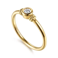New Gabriel & Co. Promise Ring - 14K Yellow Gold Bujukan White Sapphire Bezel Promise Ring