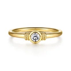 New Gabriel & Co. Promise Ring - 14K Yellow Gold Bujukan White Sapphire Bezel Promise Ring