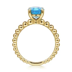 Hot Gabriel & Co. Promise Ring - 14K Yellow Gold Bujukan Oval Swiss Blue Topaz Bujukan Promise Ring