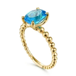 Hot Gabriel & Co. Promise Ring - 14K Yellow Gold Bujukan Oval Swiss Blue Topaz Bujukan Promise Ring