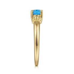 Gabriel & Co. Promise Ring - 14K Yellow Gold Bujukan Oval Swiss Blue Topaz Bujukan Promise Ring