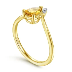 Sale Gabriel & Co. Promise Ring - 14K Yellow Gold Citrine Diamond Chevron Promise Ring