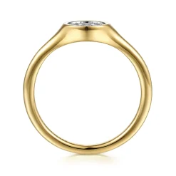 Gabriel & Co. Promise Ring - 14K Yellow Gold Cluster Pave Diamond Signet Promise Ring