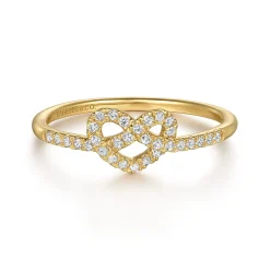 Discount Gabriel & Co. Promise Ring - 14K Yellow Gold Diamond Pretzel Love Knot Heart Promise Ring
