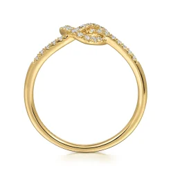 Discount Gabriel & Co. Promise Ring - 14K Yellow Gold Diamond Pretzel Love Knot Heart Promise Ring