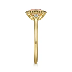 Gabriel & Co. Promise Ring - 14K Yellow Gold Diamond and Morganite Bujukan Promise Ring