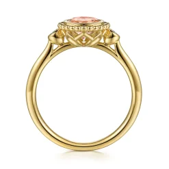 Gabriel & Co. Promise Ring - 14K Yellow Gold Diamond and Morganite Bujukan Promise Ring