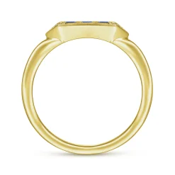 Sale Gabriel & Co. Promise Ring - 14K Yellow Gold Diamond and Trio Princess Cut Sapphire Promise Ring