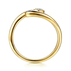 Clearance Gabriel & Co. Promise Ring - 14K Yellow Gold Diamond and White Sapphire Bypass Promise Ring