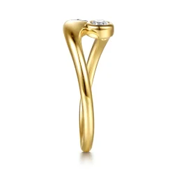 Clearance Gabriel & Co. Promise Ring - 14K Yellow Gold Diamond and White Sapphire Bypass Promise Ring
