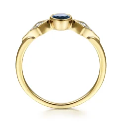 Discount Gabriel & Co. Promise Ring - 14K Yellow Gold Diamond and Sapphire 3 Stone Promise Ring