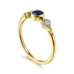 Discount Gabriel & Co. Promise Ring - 14K Yellow Gold Diamond and Sapphire 3 Stone Promise Ring