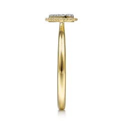 New Gabriel & Co. Promise Ring - 14K Yellow Gold Diamond Pave Open Heart Promise Ring
