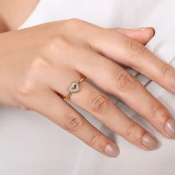 New Gabriel & Co. Promise Ring - 14K Yellow Gold Diamond Pave Open Heart Promise Ring