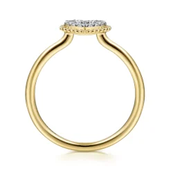 New Gabriel & Co. Promise Ring - 14K Yellow Gold Diamond Pave Open Heart Promise Ring