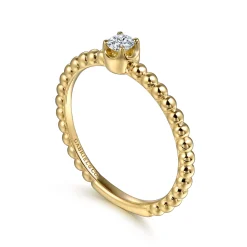 New Gabriel & Co. Promise Ring - 14K Yellow Gold Diamond Stackable Promise Ring