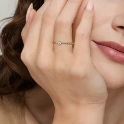 New Gabriel & Co. Promise Ring - 14K Yellow Gold Diamond Stackable Promise Ring
