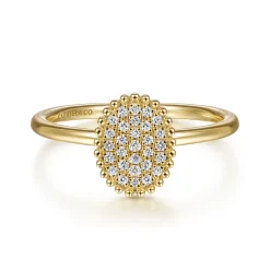 Sale Gabriel & Co. Promise Ring - 14K Yellow Gold Diamond Pave Oval Promise Ring