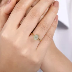 Sale Gabriel & Co. Promise Ring - 14K Yellow Gold Diamond Pave Oval Promise Ring