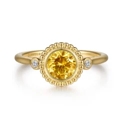 Outlet Gabriel & Co. Promise Ring - 14K Yellow Gold Diamond and Citrine Bujukan Promise Ring