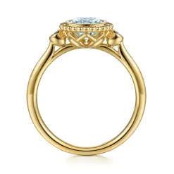 Discount Gabriel & Co. Promise Ring - 14K Yellow Gold Diamond and Aquamarine Bujukan Promise Ring