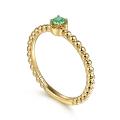 Best Gabriel & Co. Promise Ring - 14K Yellow Gold Emerald Stackable Promise Ring