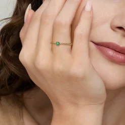 Best Gabriel & Co. Promise Ring - 14K Yellow Gold Emerald Stackable Promise Ring