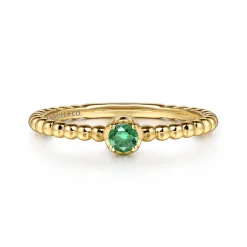 Best Gabriel & Co. Promise Ring - 14K Yellow Gold Emerald Stackable Promise Ring