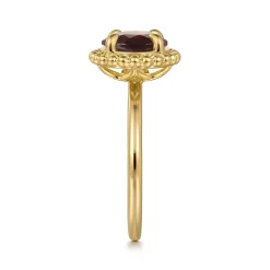 Clearance Gabriel & Co. Promise Ring - 14K Yellow Gold Garnet Bujukan Promise Ring