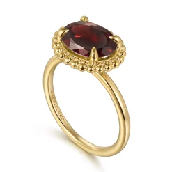Clearance Gabriel & Co. Promise Ring - 14K Yellow Gold Garnet Bujukan Promise Ring